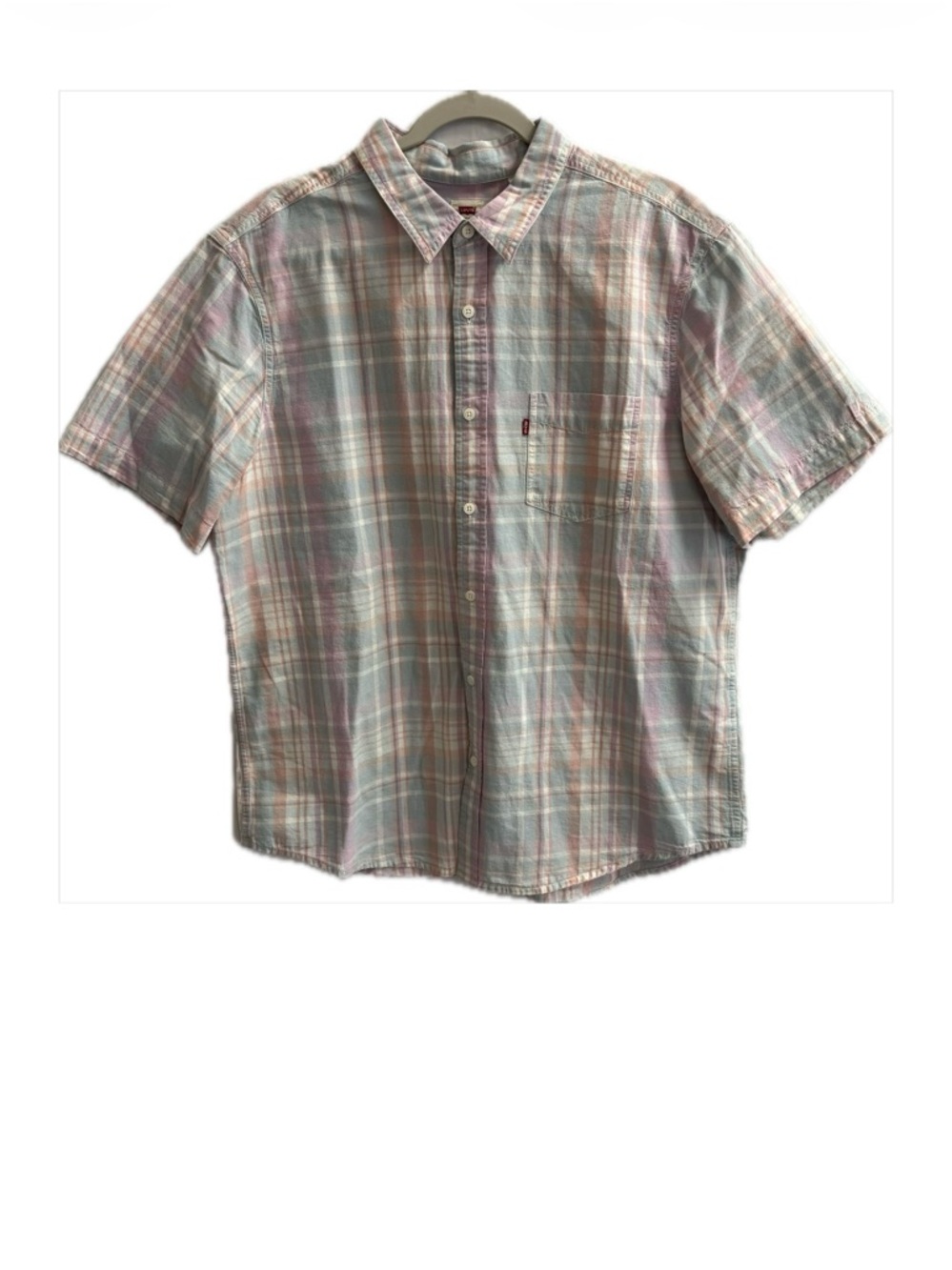 Levi's Men's Short Sleeve Plaid Button-Down Shirt - Light Blue, Pink, Cream